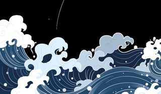 中国风国潮插画海浪波浪背景装饰浪花图案元素