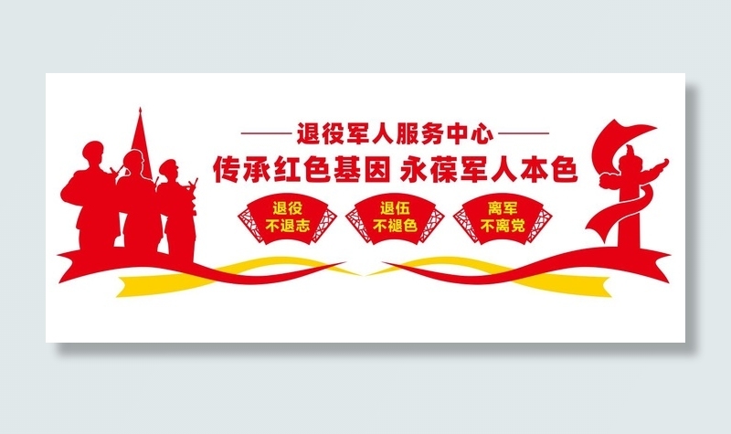 退役军人文化墙宣传标语cdr矢量模版下载