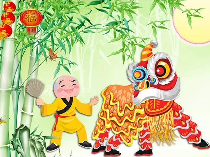中秋节快乐舞狮背景 中秋节快乐舞狮背景