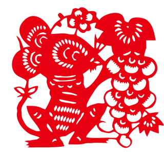 红色喜庆鼠年剪纸窗花新年快乐免扣PNG素材图片 (56)