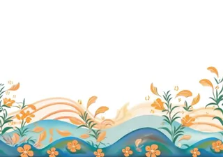 国潮山水云纹底边