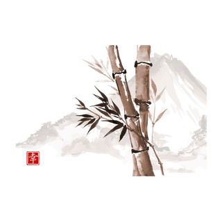 竹子水墨画中国风国画墨水书法竹子画