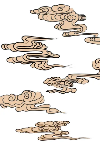 中国风国潮祥云插画手绘云彩图案海报云层装饰背景PSD设计素材