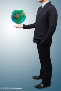 高清商务人士手护地球图片