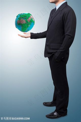 高清商务人士手护地球图片