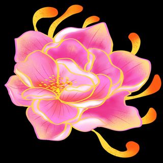 手绘国潮中国风古典牡丹花国花花卉装饰图案PSD设计素材