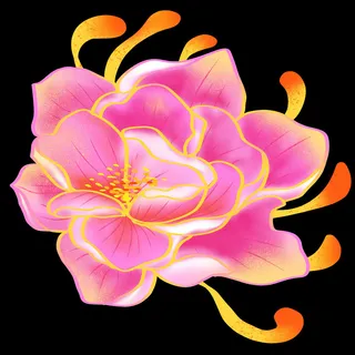 手绘国潮中国风古典牡丹花国花花卉装饰图案PSD设计素材