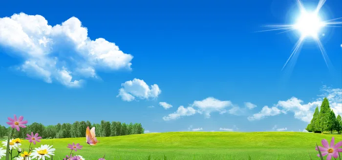 复活节高清背景蓝天绿草地