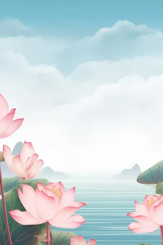 水墨山水风景国风荷花背景