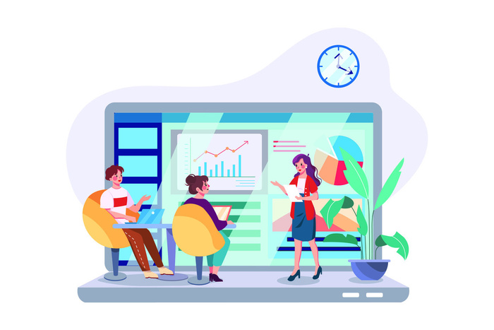 扁平化人物场景办公互联网等距ai矢量设计网页海报UI素材插画