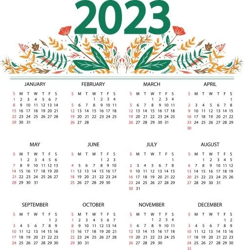 2023 年日历 PNG免抠(4801x4913)
