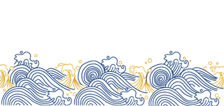 中国风鎏金浪花波浪背景免抠