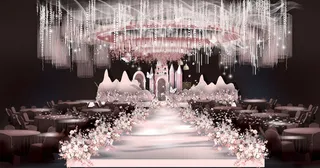 梦幻唯美粉色系城堡婚礼效果图
