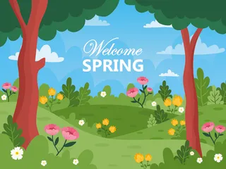 欢迎春天到花开风景