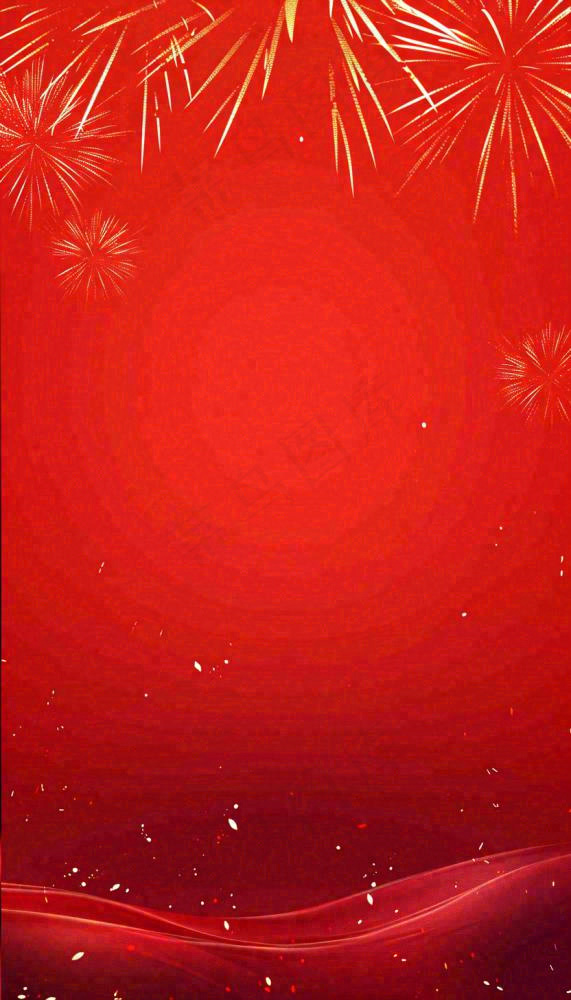 中国红喜庆烟花丝绸丝带，节日背景(832x1456)