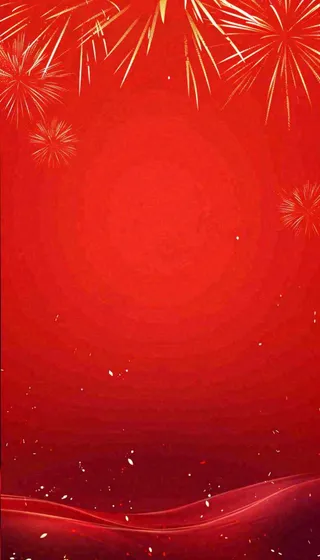 中国红喜庆烟花丝绸丝带，节日背景