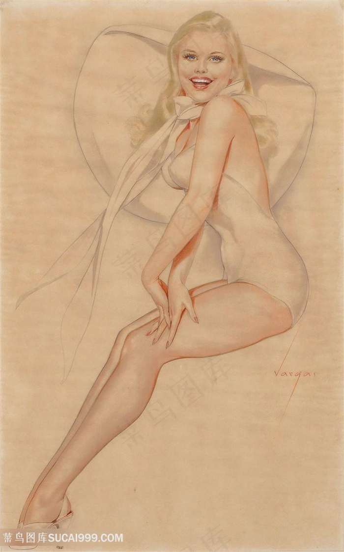 美人图唯美微笑女性装饰画挂画