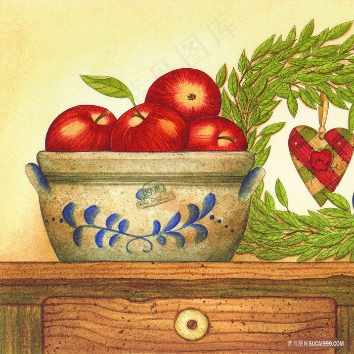 苹果盆高清复古油画