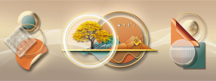 抽象麋鹿三联装饰画