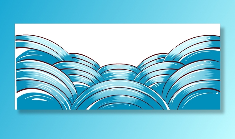 中国风国潮插画海浪波浪背景装饰浪花图案元素