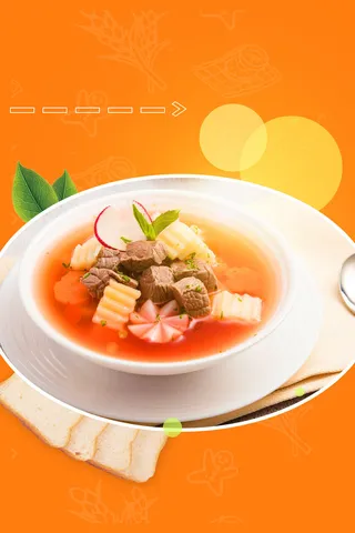 饮食橙色背景