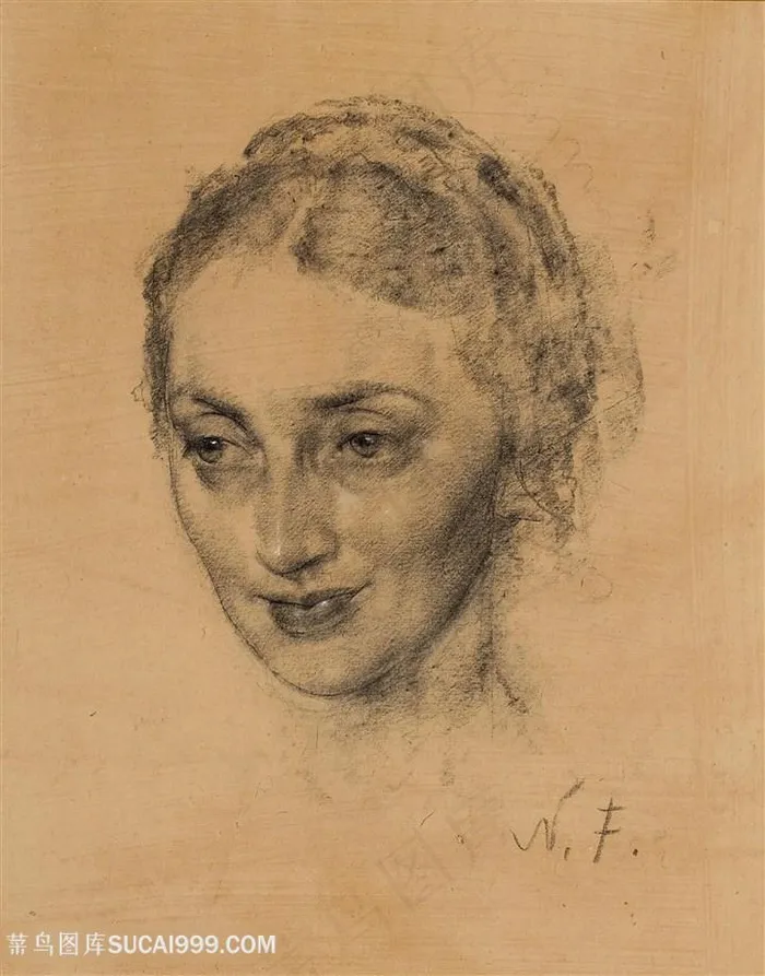 尼古拉费欣素描妇女装饰画