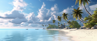 岛上的海滩清爽干净的风格天蓝色和米色宁静的氛围天蓝色背景