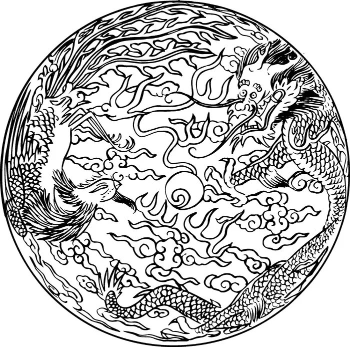 古色古香古典古风花纹海浪浪花龙凤呈祥cdr矢量模版下载