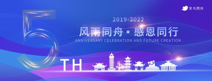 蓝色周年庆5周年商务活动展板