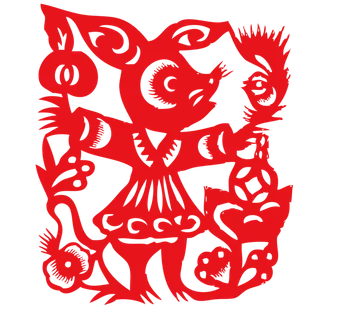 红色喜庆鼠年剪纸窗花新年快乐免扣PNG素材图片 (70)