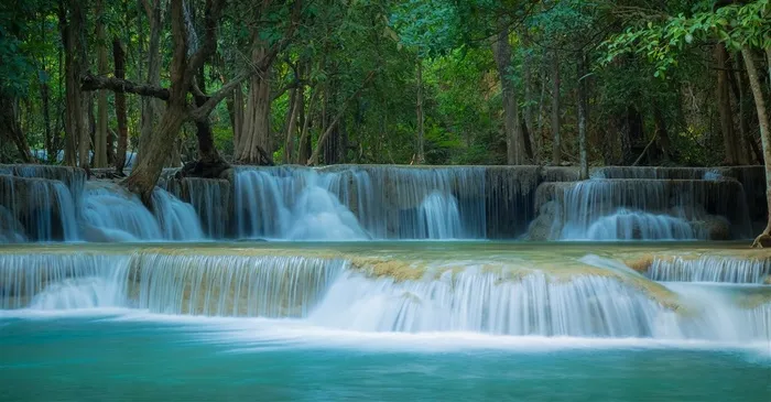 森林里的瀑布风景