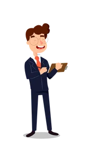 商务人士站立笑着看资料