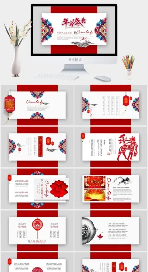 中国风年度总结汇报PPT模板预览图