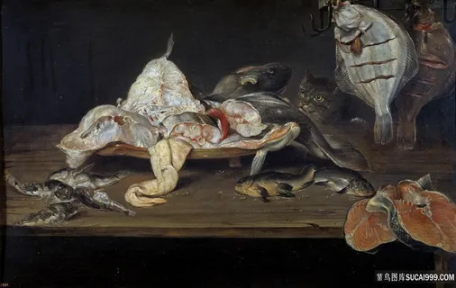 餐桌静物鱼装饰画挂画 餐桌静物鱼装饰画挂画