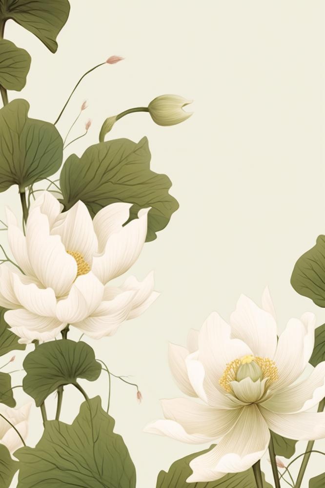 简洁淡雅荷花绿色清新背景