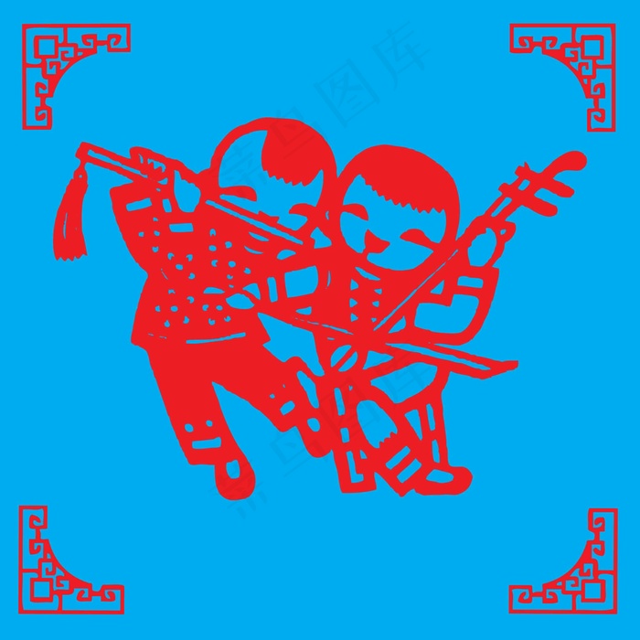 小孩剪纸 剪纸风元素