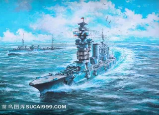 手绘军舰图片