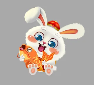 可爱锦鲤兔 锦鲤兔 兔年锦鲤兔 兔年兔子 兔年元素