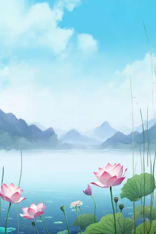 水墨大气国风荷花荷叶背景