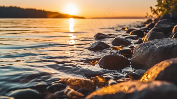 海边日出海浪拍打着礁石摄影图