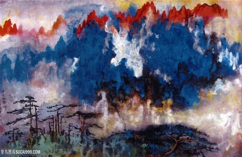 国画名家作品-刘海粟的天平工朝晖