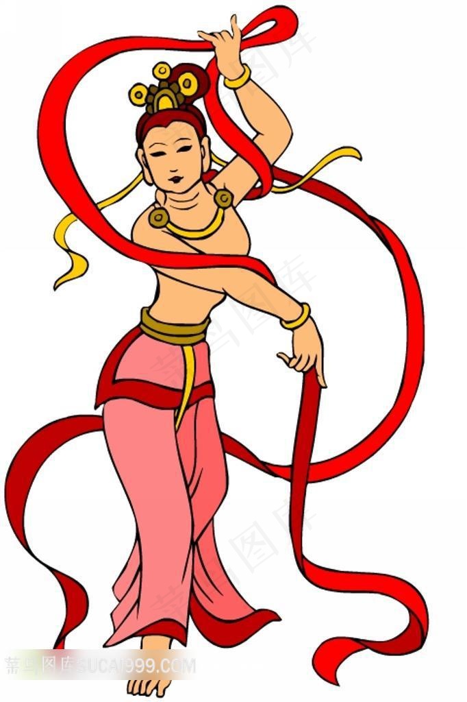 舞蹈的飞天卡通插画