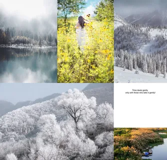 五联冬天风景装饰画