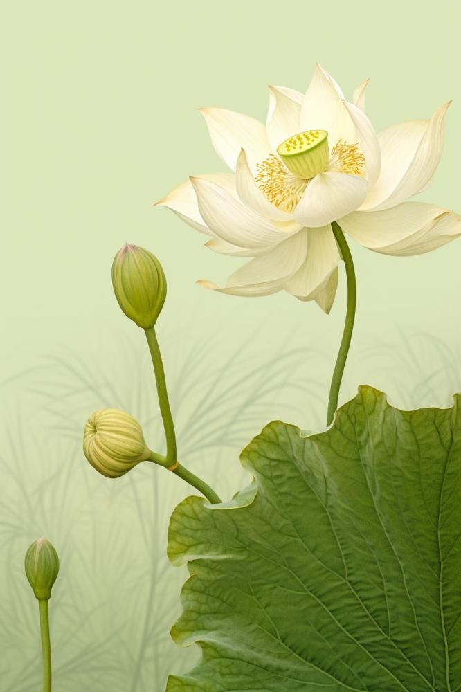 简洁淡雅荷花绿色清新背景