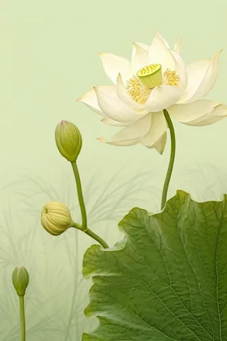 简洁淡雅荷花绿色清新背景