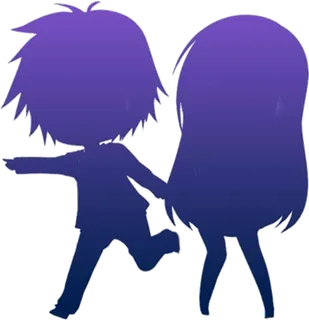 紫色男孩女孩素材剪影人物卡通