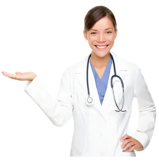女医养生微笑白色素材