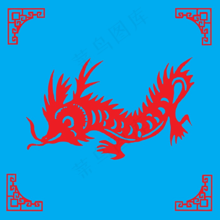龙剪纸 剪纸风元素ai矢量模版下载