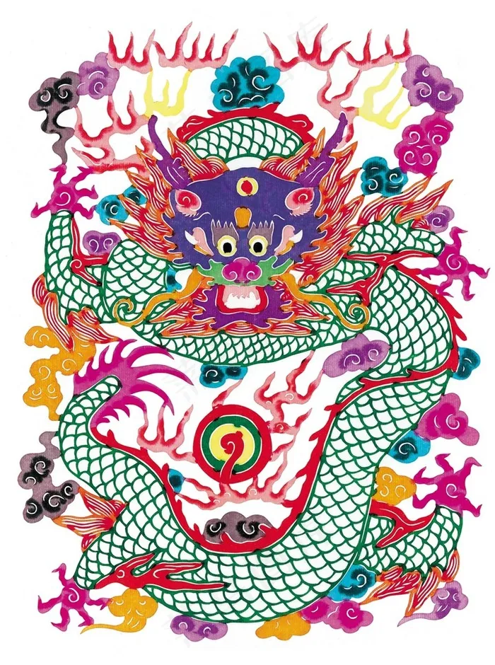 剪纸卡通龙纹素材图片