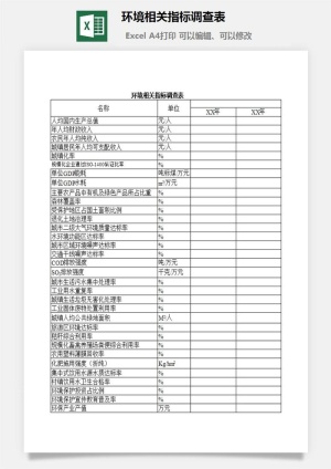 环境相关指标调查表excel模板